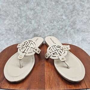 Pierre Dumas Womens Limit-24 Cream Slip On Flat Thong Flip Flop‎ Sandals Size 8